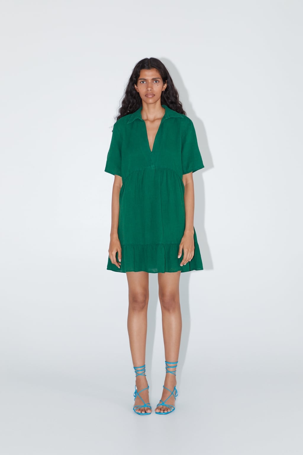 green mini dress zara