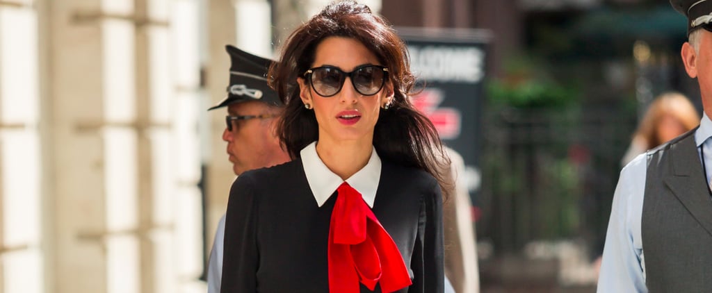 Amal Clooney Wearing a Gucci Dress With a Red Bow Sept. 2016