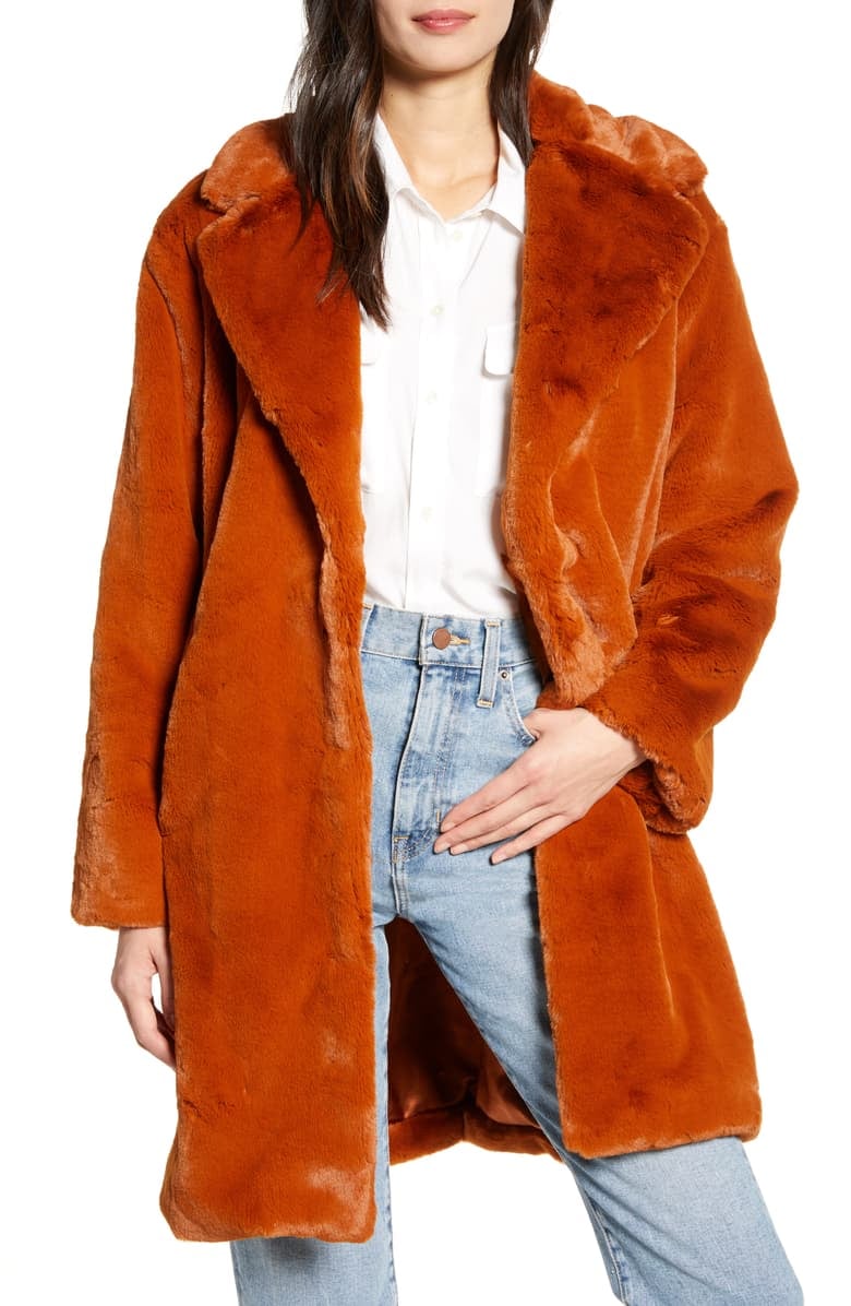 something navy faux fur coat