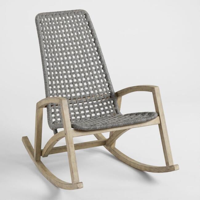 Gray Nautical Rope Rapallo Outdoor Rocking Chair