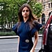 Selena Gomez Navy Wrap Dress