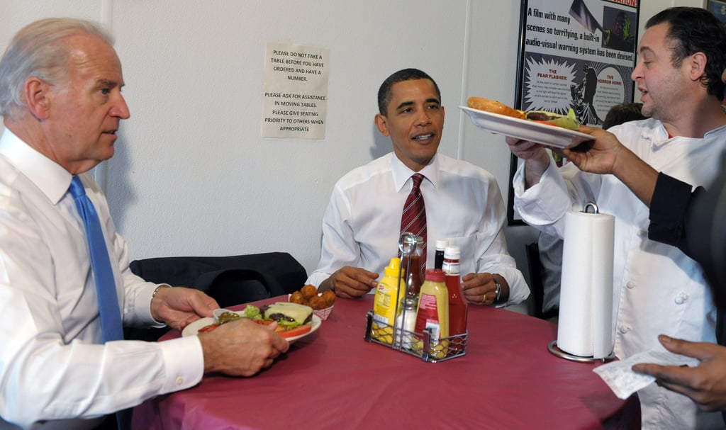 Enjoying a meal at Ray's Hell Burger in Virginia in 2009.