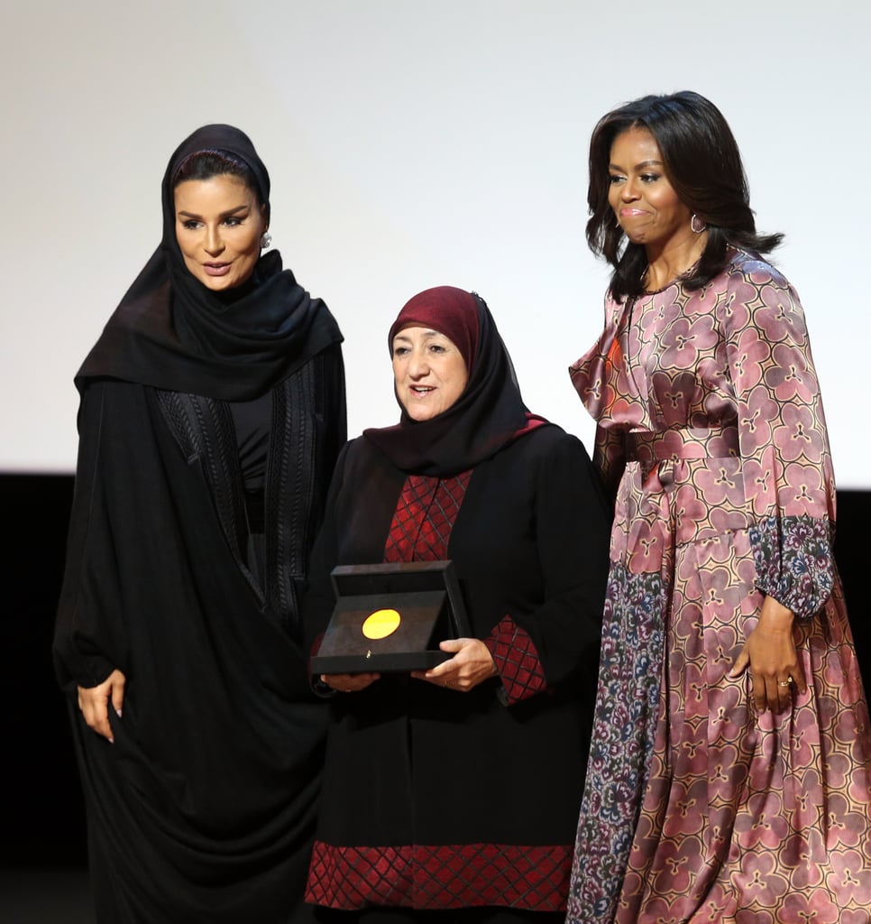 Michelle Obama Wearing a Floral Silk Robe