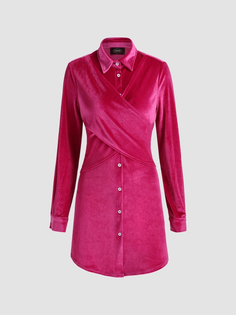 Ruby Jewel Tone: Cider Velvet Tie Front Midi Dress