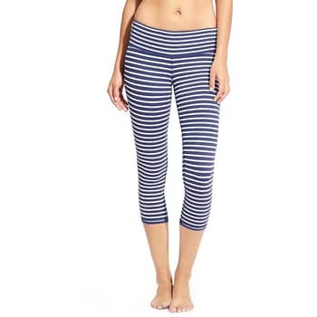 Athleta Striped Chaturanga Capri Leggings Black and White Size Medium