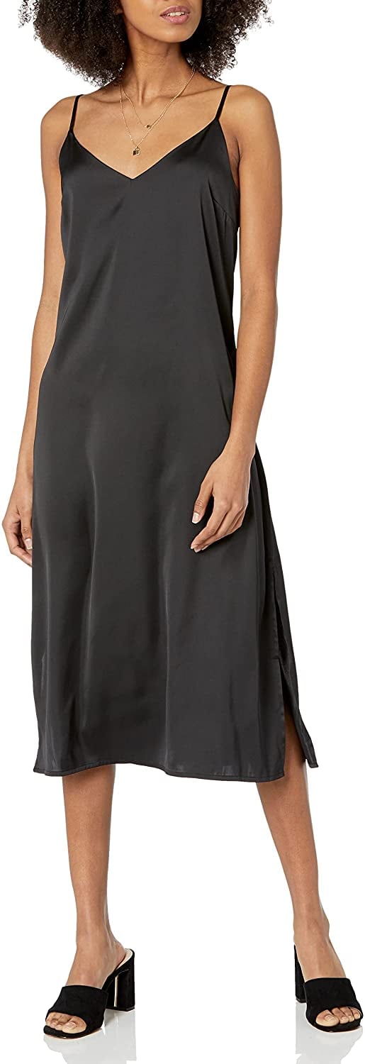 A Flattering Dress: The Drop Women's Ana Silky V-Neck Midi Slip Dress