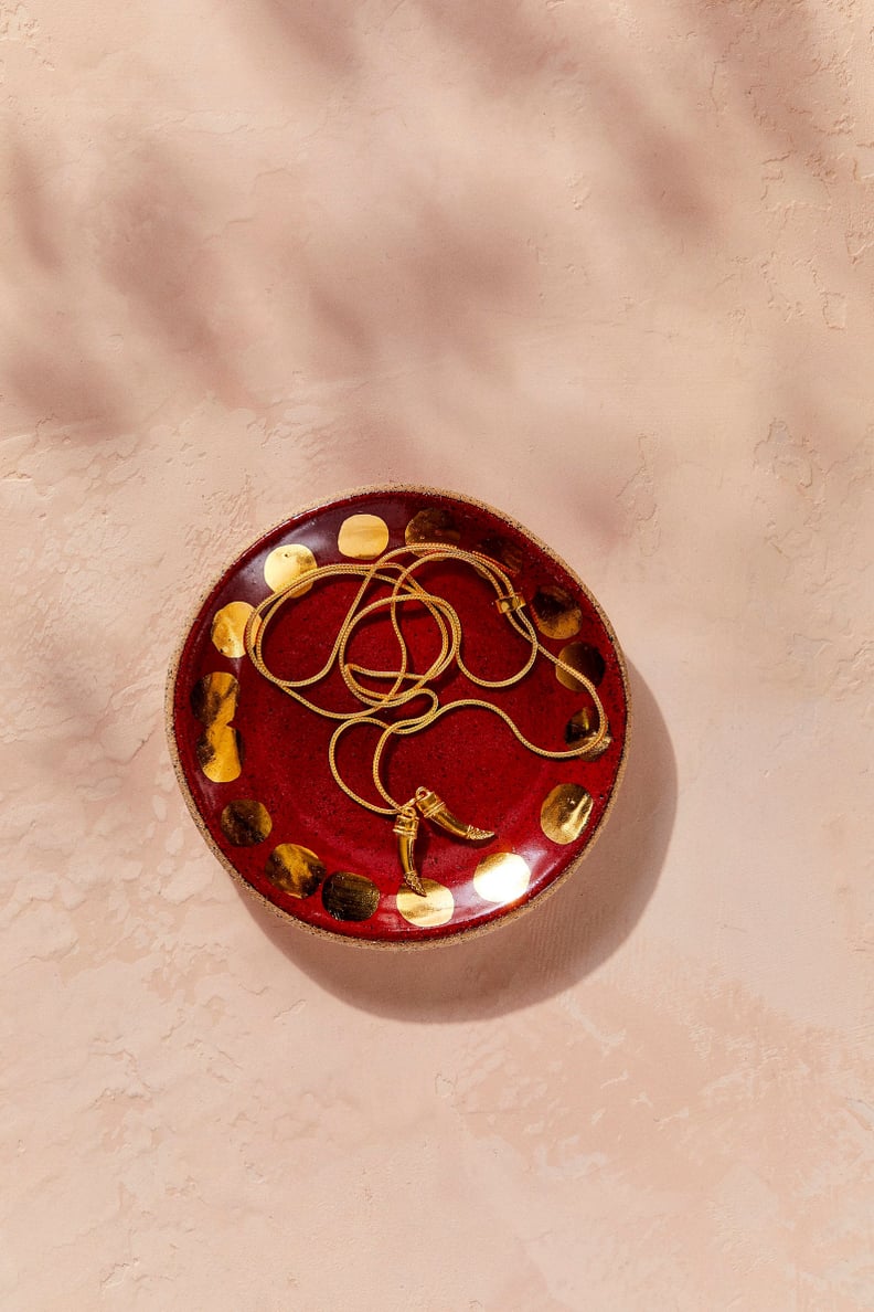 House of Harlow 1960 Creator Collab Red Gold Stoneware Jewelry Dish