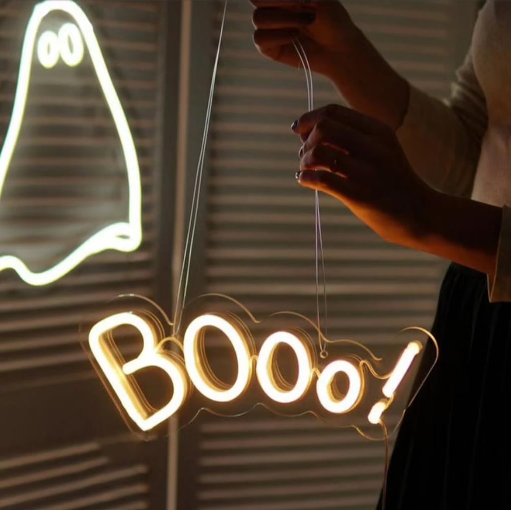 Booo! Hanging Neon Light