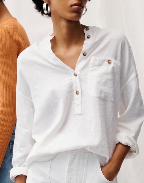 Madewell Linen-Blend Novella Popover Tunic Top