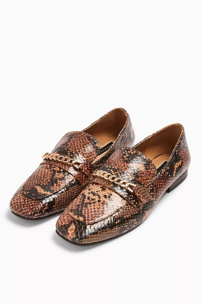 Topshop Lorenzo Snake Square-Toe Loafers