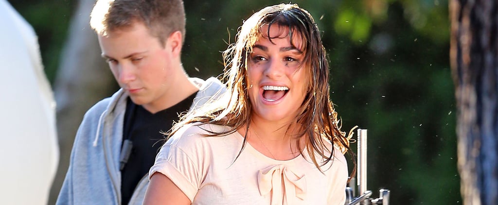 Lea Michele Getting Egged While Filming | Photos