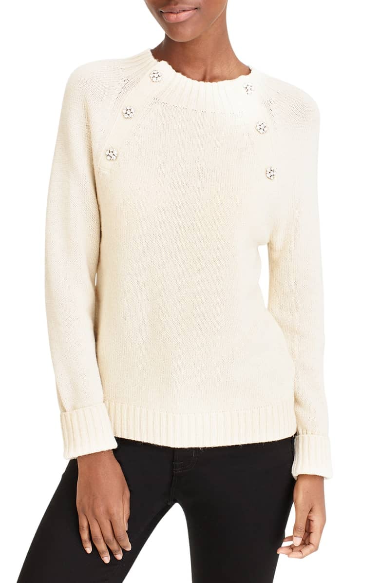 J.Crew Sweater with Jeweled Buttons