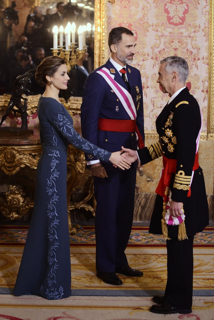 Queen Letizia's Felipe Varela Gown January 2017