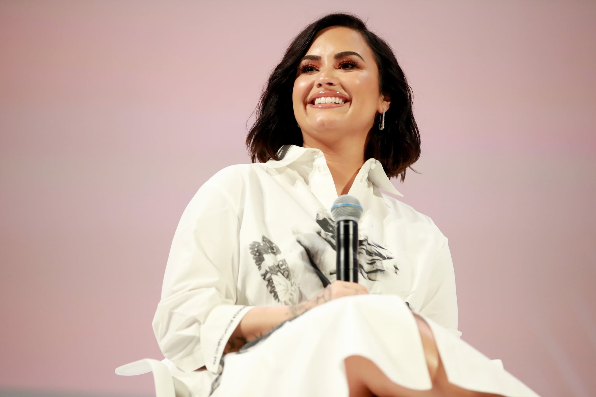 LOS ANGELES, CALIFORNIA - NOVEMBER 02: Demi Lovato speaks on stage at the Teen Vogue Summit 2019 at Goya Studios on November 02, 2019 in Los Angeles, California. (Photo by Rich Fury/Getty Images for Teen Vogue)