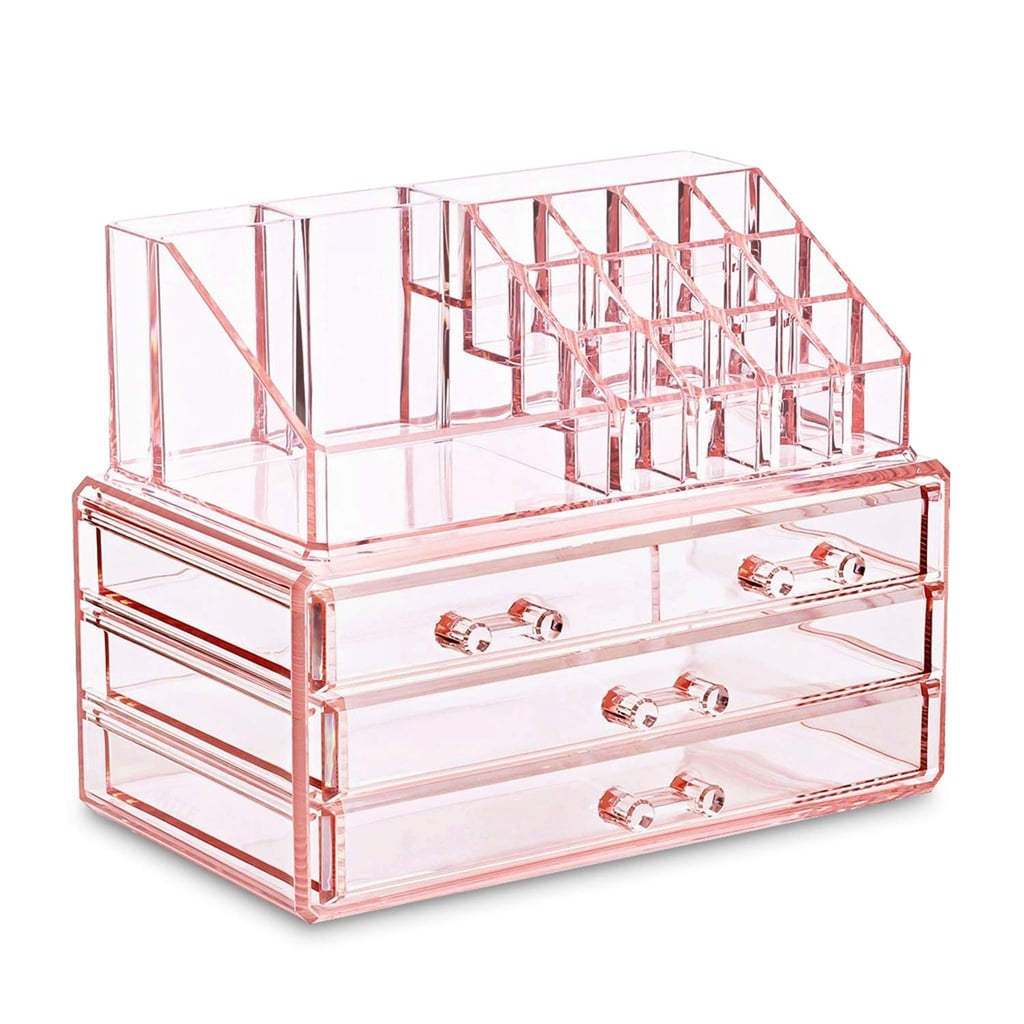 Ikee Design Acrylic Pink Jewellery & Cosmetic Storage Display Boxes Two Pieces Set
