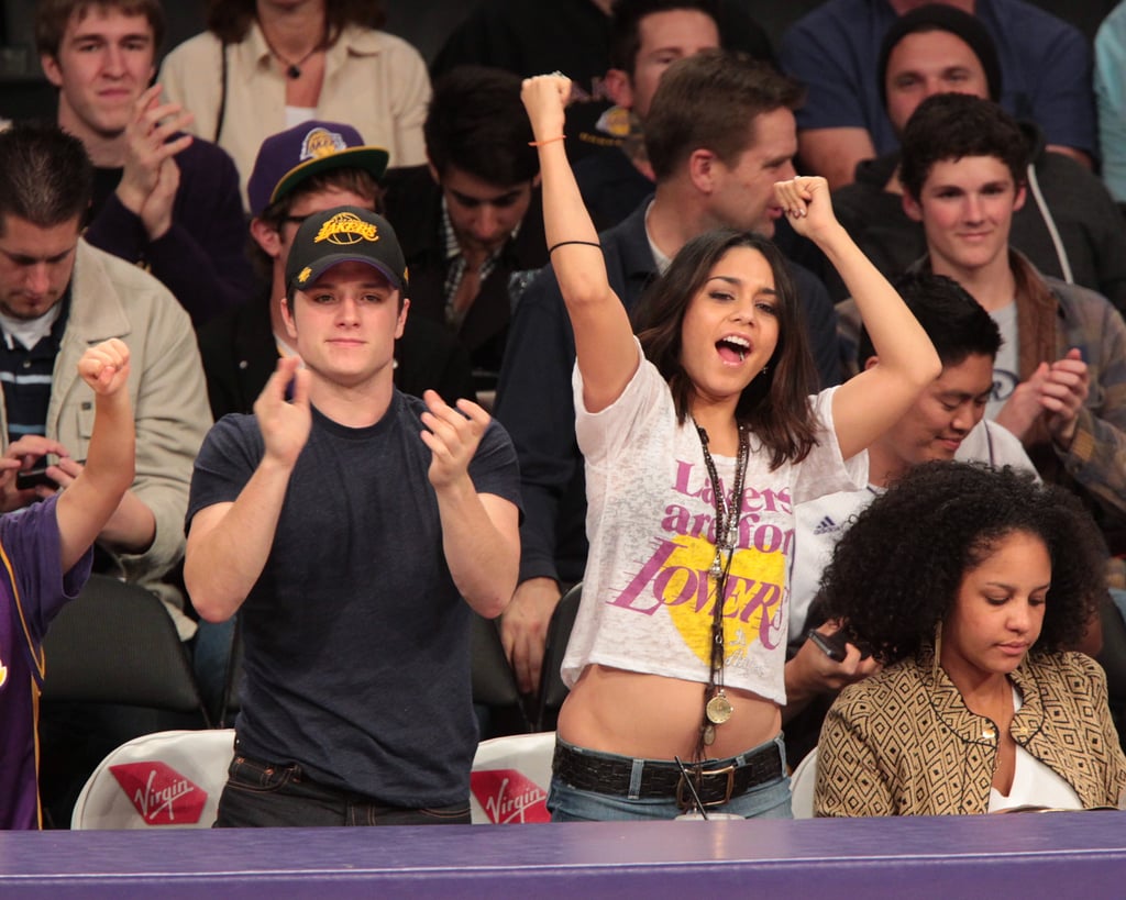 Vanessa Hudgens and Josh Hutcherson cheered on the LA Lakers as they played the New Orleans Hornets in March 2011.
