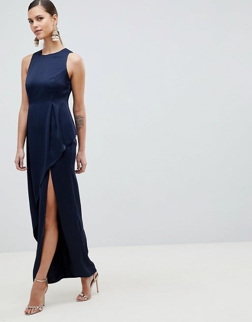 ASOS Satin Maxi Dress With Asymmetric Layered Skirt