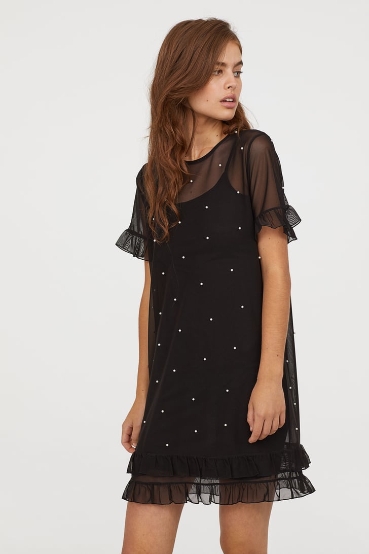 H&M Mesh Dress With Beads | Cute and Cheap Holiday Dresses Under $100 ...