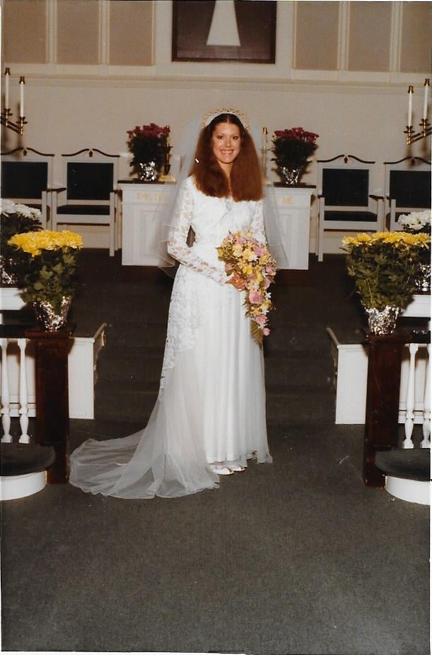 Julia's mother, Susan, in the dress.