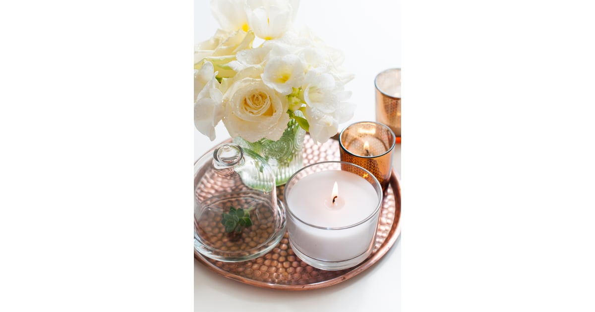 Add a candle to your vanity tray and complete the look with fresh How to Display Candles at