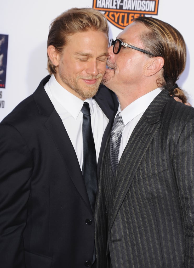 Sons of Anarchy creator Kurt Sutter gave Charlie a kiss on the cheek at the show's season seven premiere in LA in 2014.