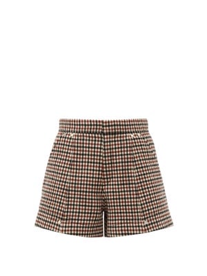 Chloé High-Rise Checked Wool-Blend Shorts