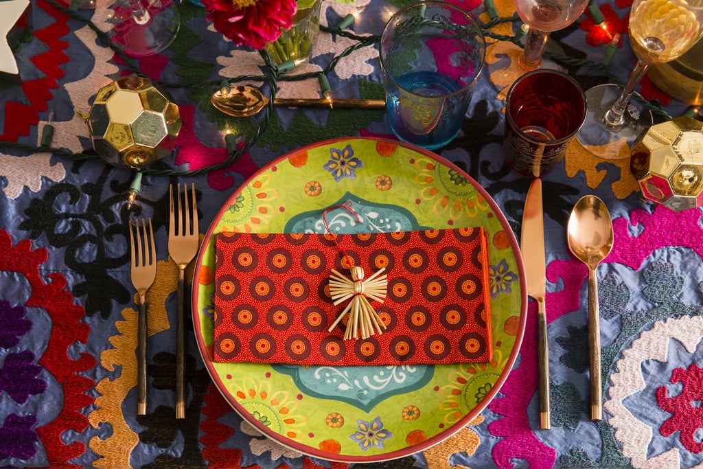 The stunning plates were the inspiration for the tabletop look. "They are in these festive and fun colorways and feel 'holiday' without being so specific that you couldn't also use them for other occasions." she said.