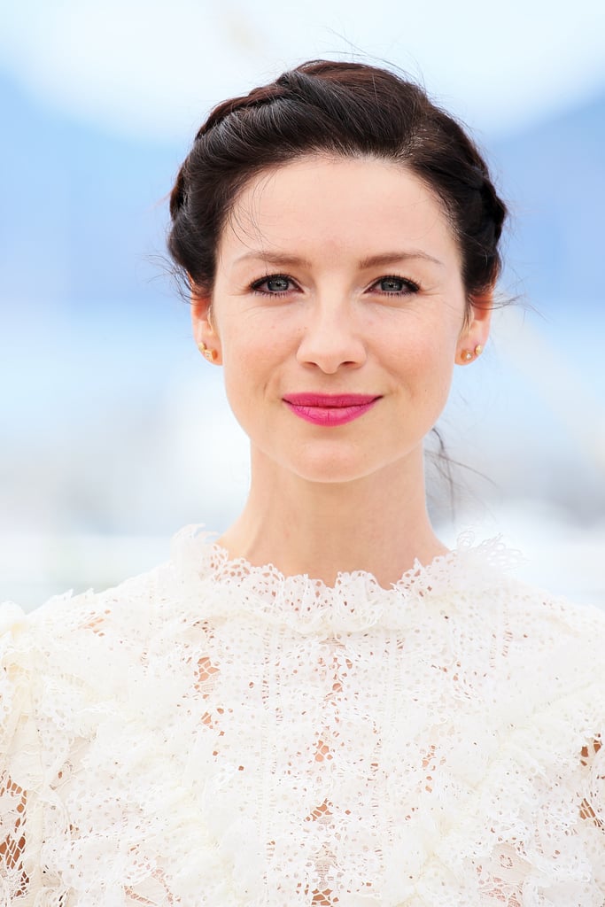Money Monster's Caitriona Balfe paired a pink lip with a sweet, side-parted french braid.