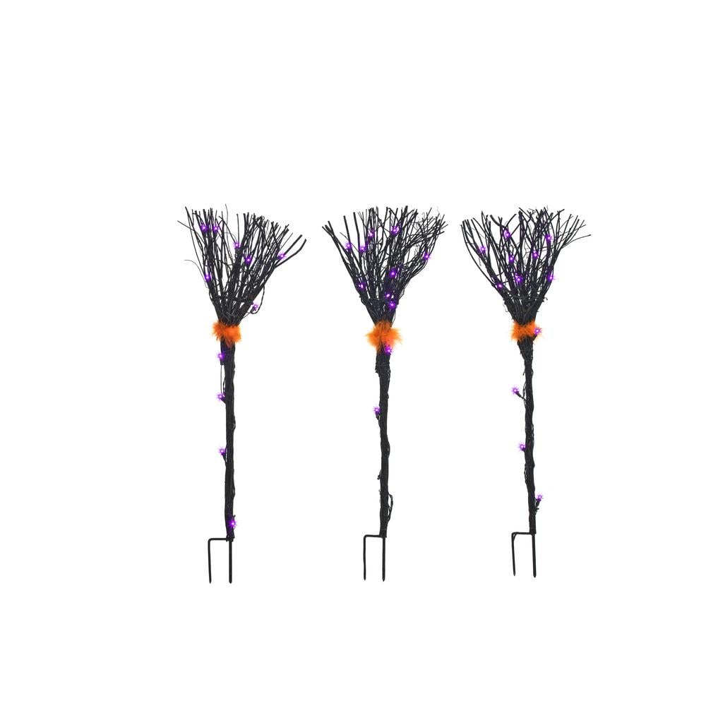 Black Grapevine Broom Path Lights (Set of 3) ($30)