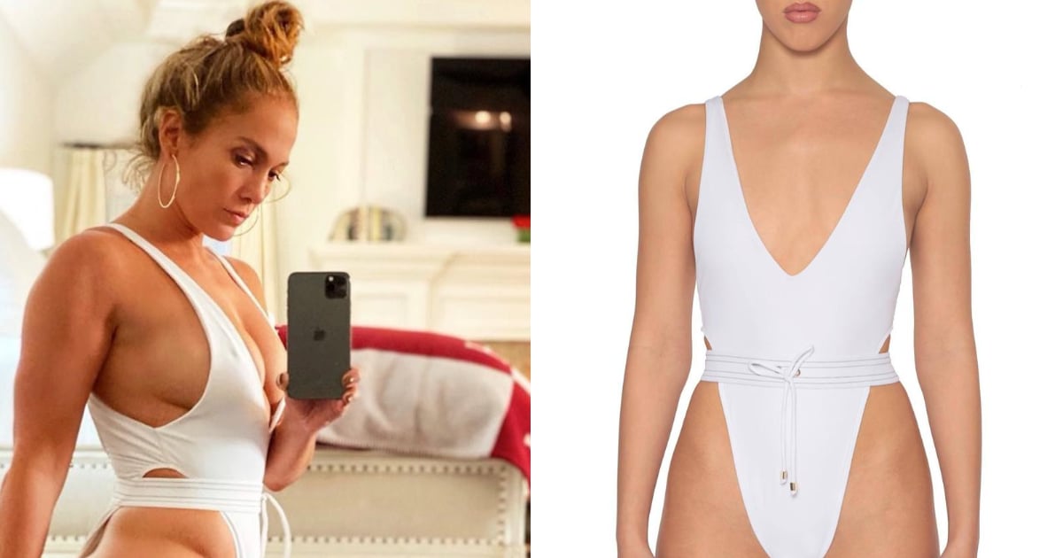 J Lo's White One-Piece Swimsuit For Self-Care Sunday