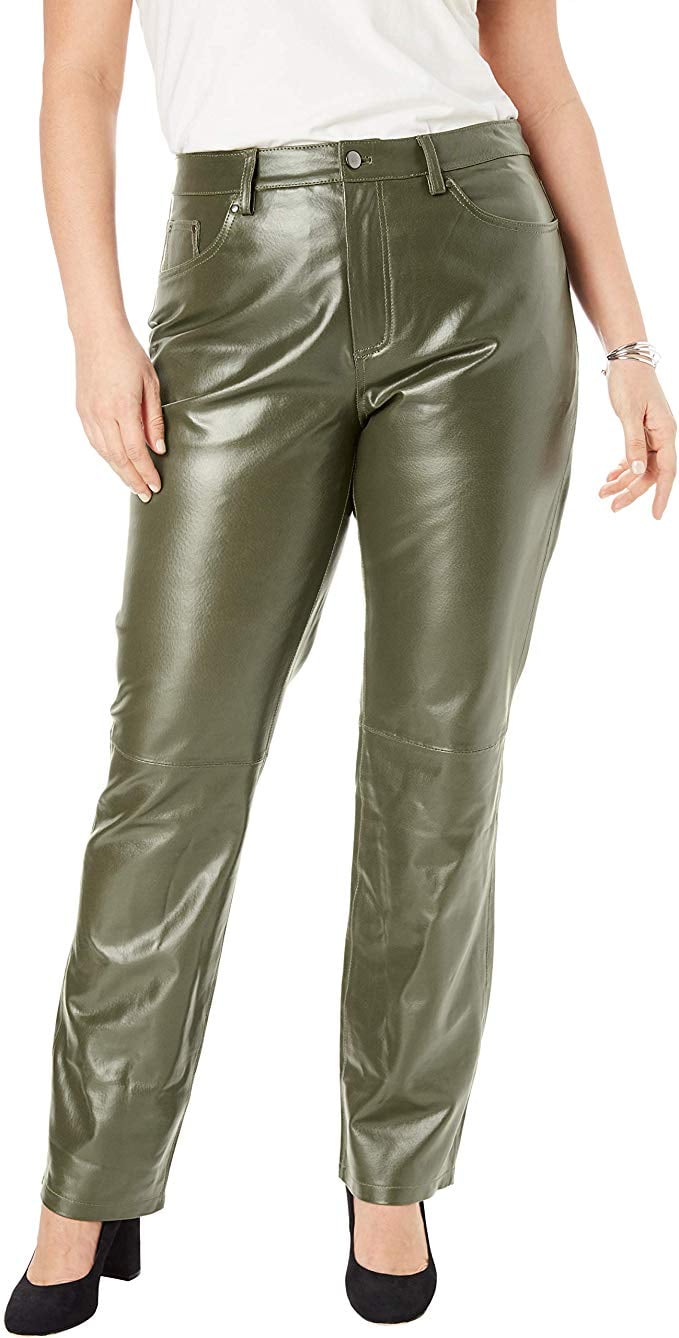 Jessica London Women's Straight-Leg Leather Pants
