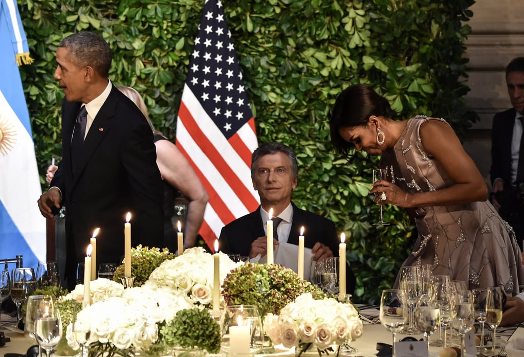 Michelle also wore a chunky silver ring, playing up the shimmer even more.