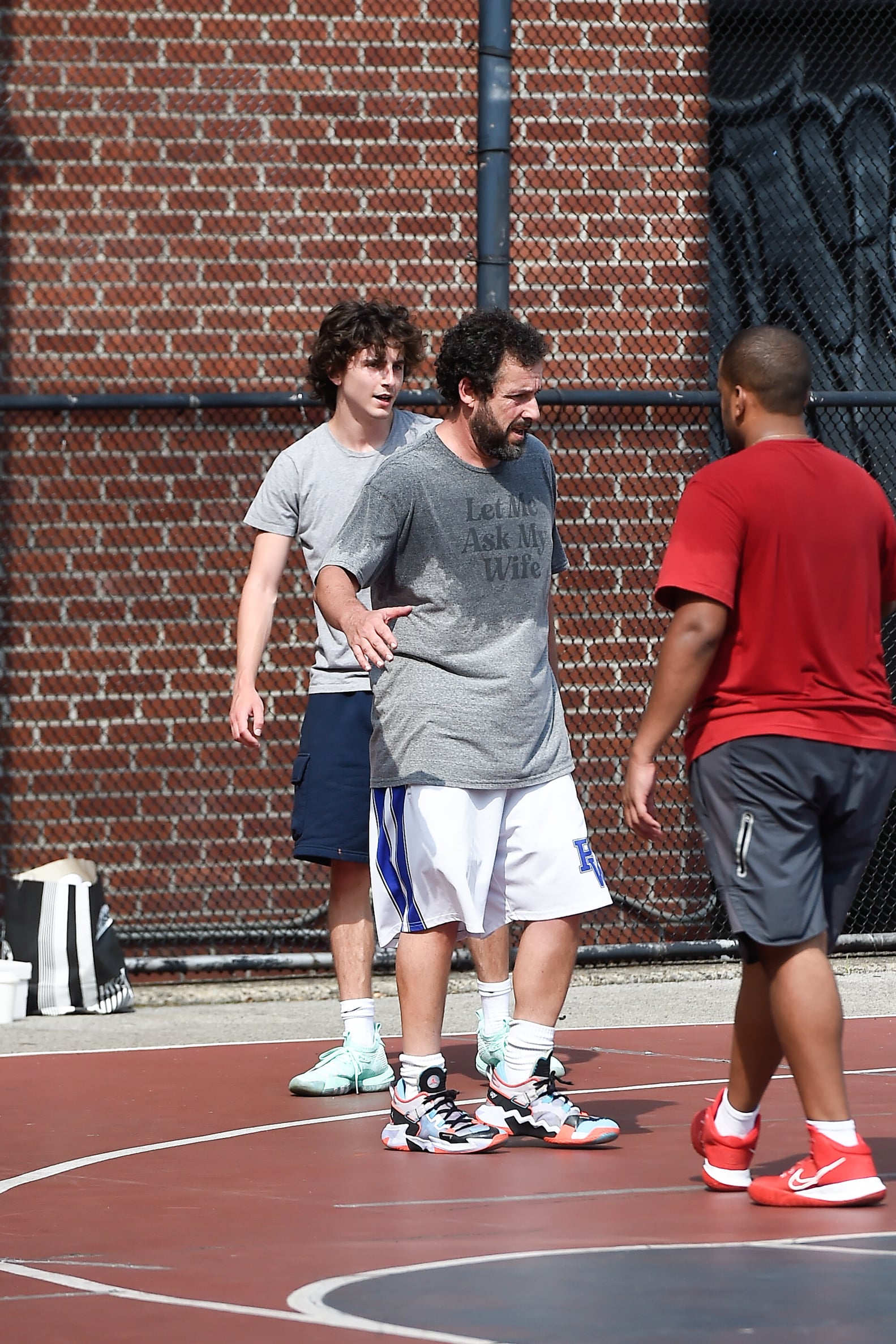 Adam Sandler and Timothée Chalamet Play Basketball in NYC PS Celebrity