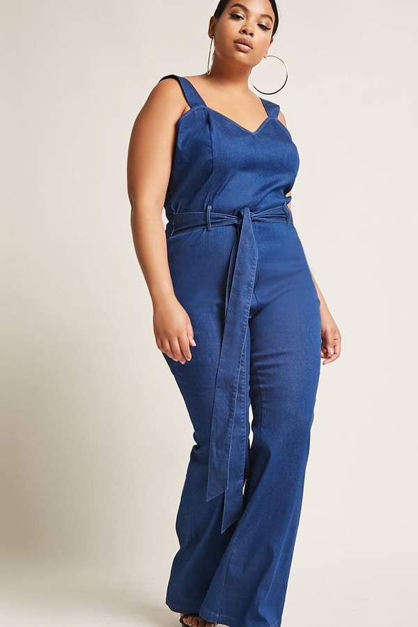 Forever 21 Denim Overall Flare Jumpsuit