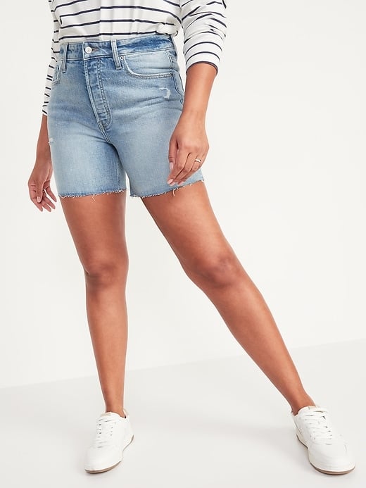 High-Waisted Button-Fly O.G. Straight Jean Shorts