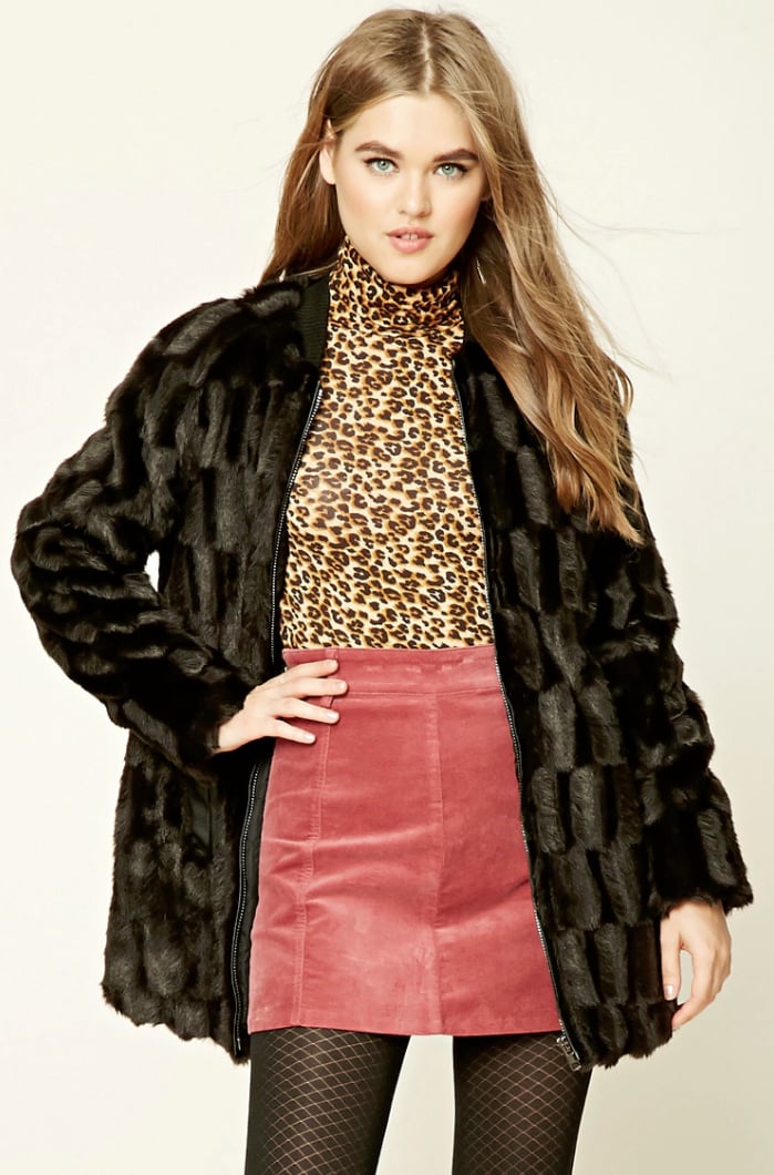Forever 21 Faux Fur Zip Up Jacket 60 Emma Roberts Picked This 60 Winter Coat Right Off The Racks Popsugar Fashion Photo 6