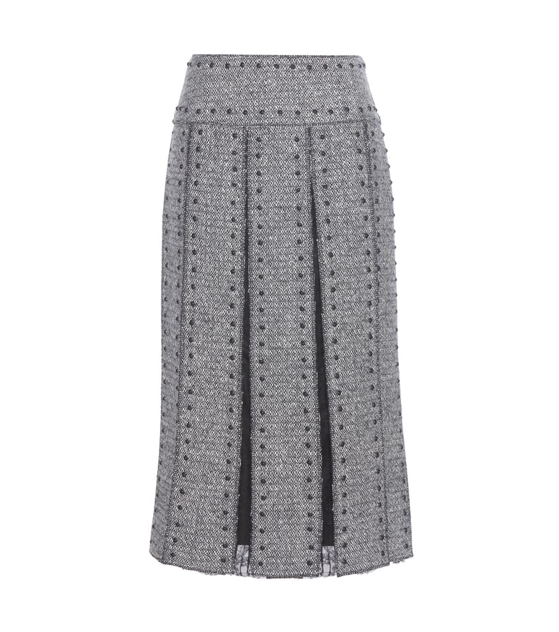 Valentino Embellished Wool and Lace Skirt