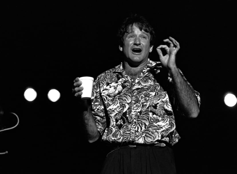 ATLANTA - MAY 10: Comedian Robin Williams performs at Chastain Park Amphitheater in Atlanta Georgia. May 10, 1986 (Photo By Rick Diamond/Getty Images)
