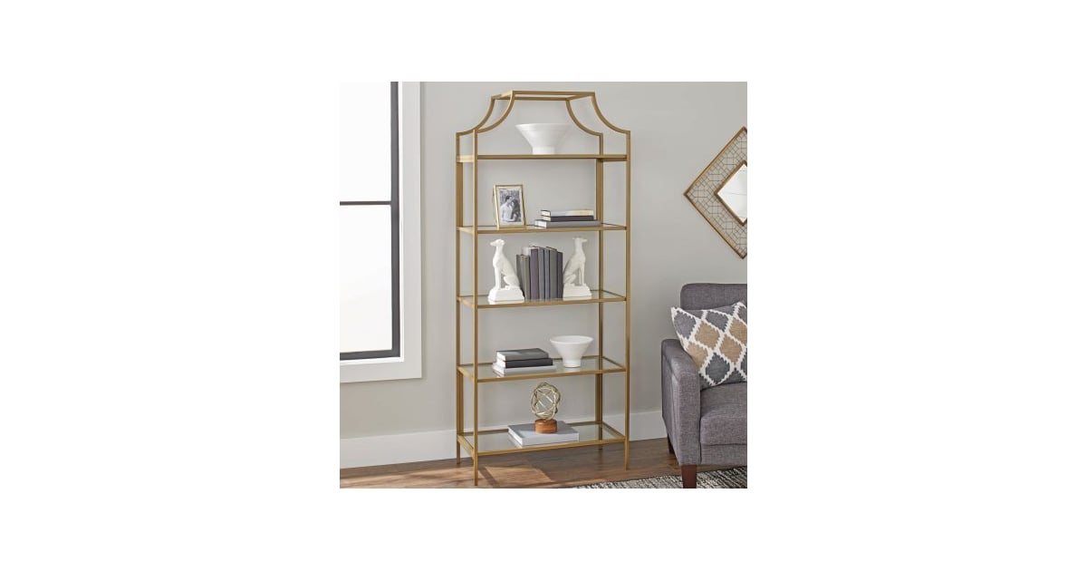 Bookcase With Gold Finish Open Shelving Best Bookcases on Amazon POPSUGAR Home Photo 5