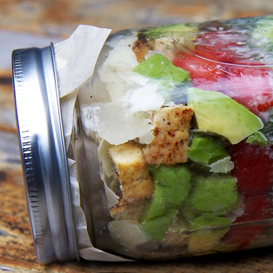 Chicken Caesar Kale Mason Jar Salad