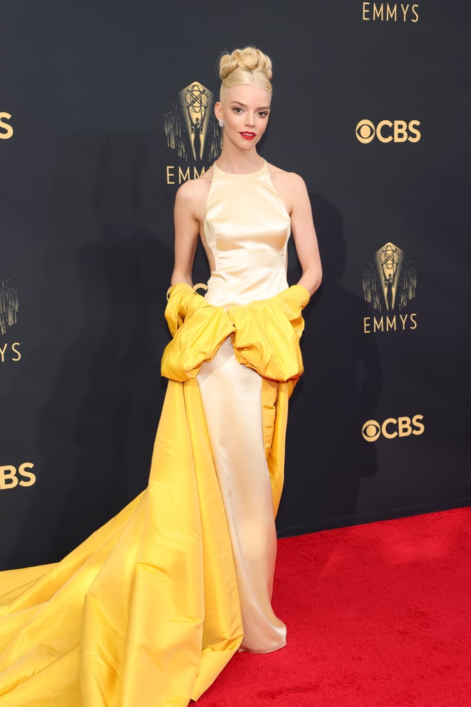 Anya Taylor-Joy Wears Golden Dior Dress at 2021 Emmys