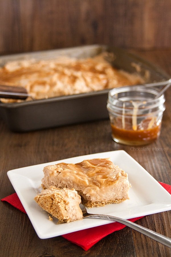 No Bake Caramel Swirl Apple Butter Cheesecake