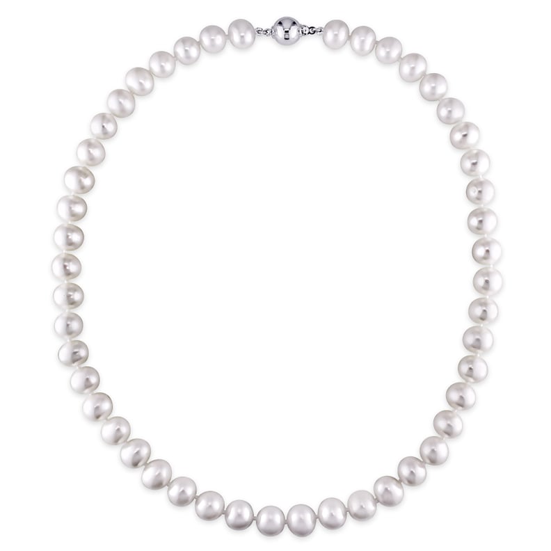 Miabella Freshwater Cultured White Pearl 9-10mm Necklace