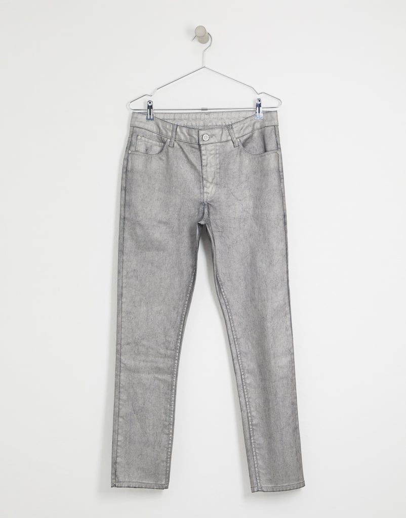 ASOS Design Super Skinny Jeans in Metallic Silver Coating