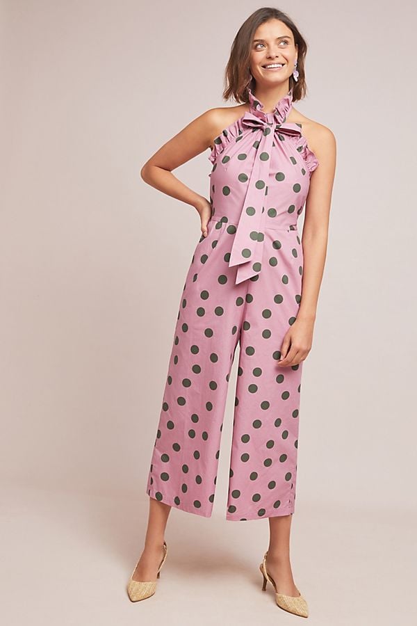anthropologie polka dot jumpsuit