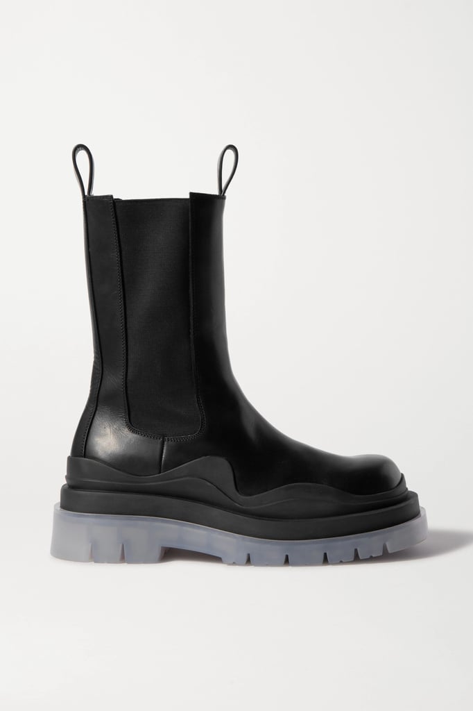 Bottega Veneta Rubber-Trimmed Leather Chelsea Boots