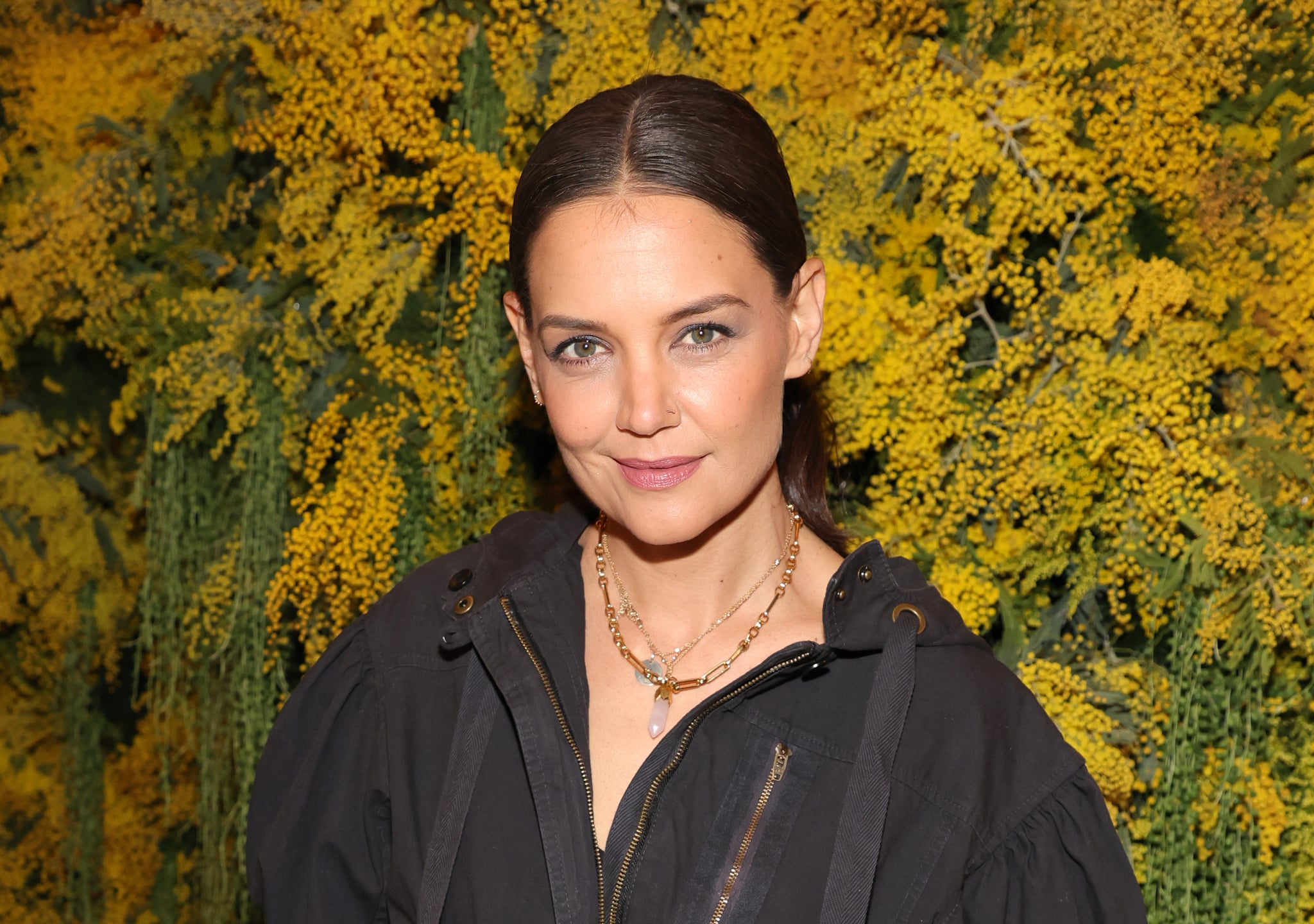NEW YORK, NEW YORK - FEBRUARY 13:  Katie Holmes attends Ulla Johnson - Front Row & Backstage - February 2022 New York Fashion Week on February 13, 2022 in New York City. (Photo by Theo Wargo/Getty Images)