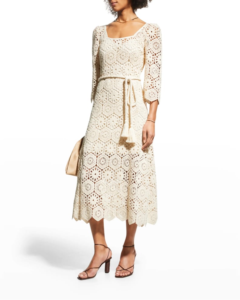 We Are Kindred Crochet 3/4-Sleeve Midi Dress