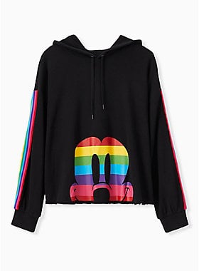 Torrid Disney Mickey Mouse Rainbow Black Crop Hoodie
