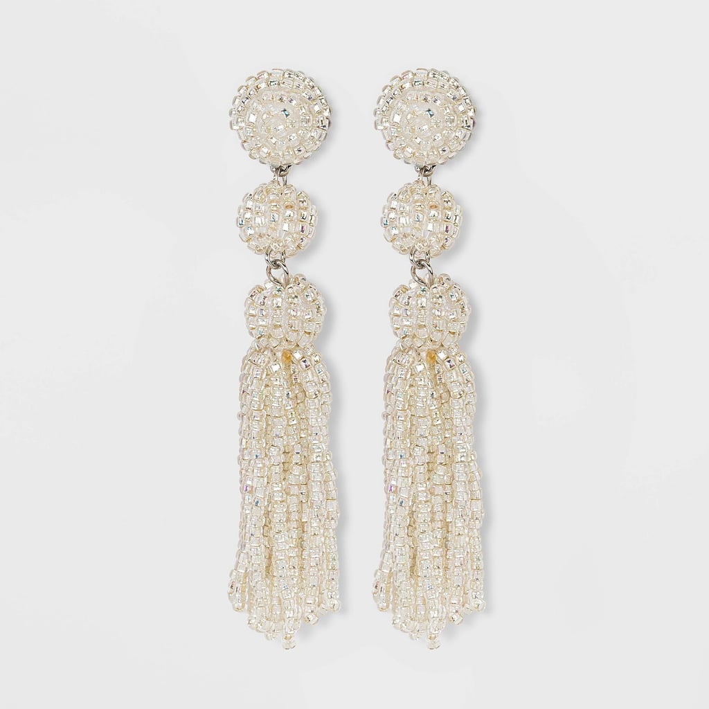 Dangly Earrings: Sugarfix by BaubleBar Pearlescent Beaded Tassel Earrings